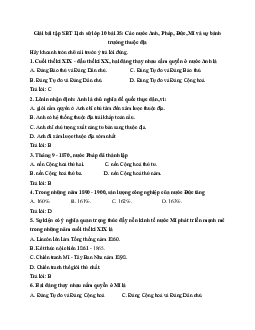 Giải bài tập SBT Lịch sử lớp 10 bài 35: Các nước Anh, Pháp, Đức, Mĩ và sự bành trướng thuộc địa