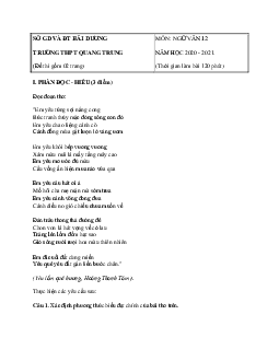 Đề thi thử THPT Quốc gia 2021 môn  Ngữ Văn trường Quang Trung, Hải Dương lần 2 (có đáp án)