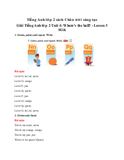 Unit 5: Where’s the ball? - Lesson 3 Giải SGK | Tiếng anh 2 Family and Friends