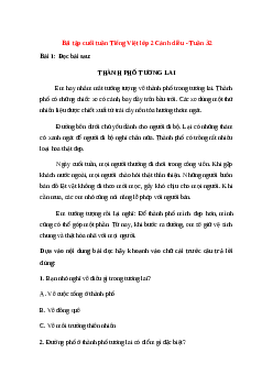 Phiếu Bài tập cuối tuần tiếng Việt lớp 2 học kì 2 | Cánh diều Tuần 32 cơ bản