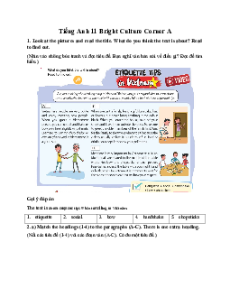 Giải Tiếng Anh 11Culture Corner A | Bright