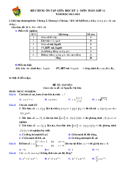 TOP 03 đề ôn tập giữa kì 2 Toán 11 năm 2023 – 2024 trường THPT Việt Đức – Hà Nội