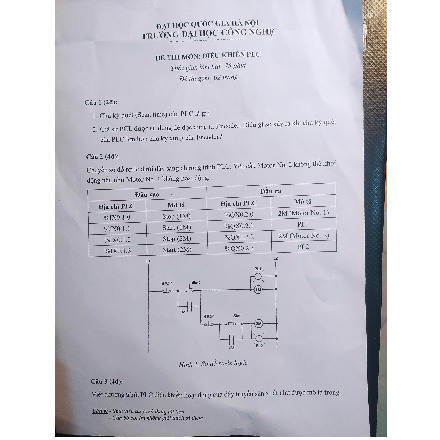 Đề thi Điều khiển PLC kỳ 1 năm học 2022-2023 | Trường Đại học Công nghệ, Đại học Quốc gia Hà Nội