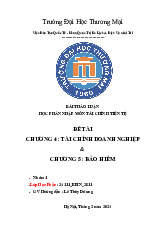 Chương 4: Tài chính doanh nghiệp & chương 5: bảo hiểm | Bài thảo luận tài chính tiền tệ