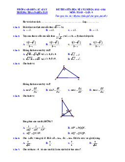 Đề thi giữa kì 1 Toán 9 năm 2021 – 2022 trường THCS Nghĩa Tân – Hà Nội