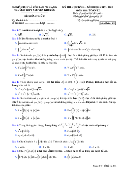 Đề thi học kỳ 2 Toán 12 năm 2019 – 2020 trường THPT Nguyễn Khuyến – An Giang