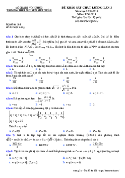 Đề KSCL Toán 11 lần 3 năm 2018 – 2019 trường Nguyễn Viết Xuân – Vĩnh Phúc