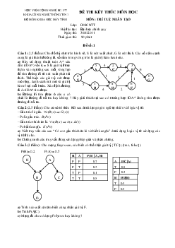 Đề thi Trí tuệ nhân tạo (có lời giải) | Học Viện Công Nghệ Bưu Chính Viễn Thông