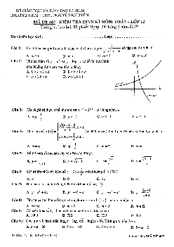 Đề kiểm tra định kì Toán 12 năm 2019 trường Nguyễn Khuyến – TP HCM