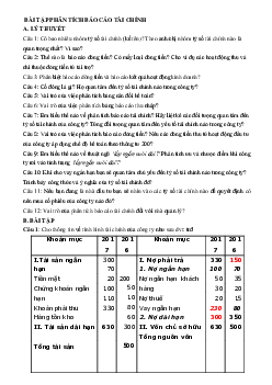 Bài tập môn Phân tích báo cáo tài chính