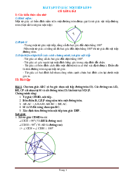 Bài tập tứ giác nội tiếp lớp 9 (có lời giải)