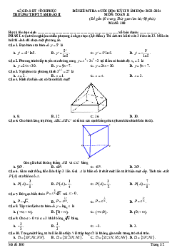 Đề cuối học kỳ 2 Toán 11 năm 2023 – 2024 trường THPT Tam Đảo 2 – Vĩnh Phúc