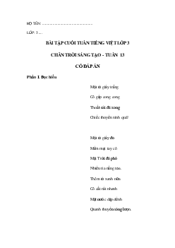 Bài tập cuối tuần tiếng Việt lớp 3 Chân trời sáng tạo Tuần 13 cơ bản