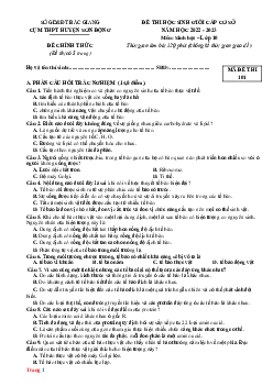 Đề thi học sinh giỏi Sinh 10 cụm trường Sơn Động 2022-2023 (có đáp án)