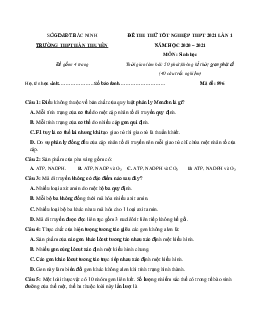 Đề thi thử THPT Quốc gia 2021 môn Sinh học trường THPT Hàn Thuyên lần 1