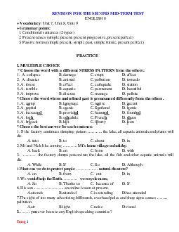 Đề cương ôn tập giữa HK2 Tiếng Anh 8 năm 2022-2023