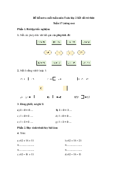 Đề kiểm tra cuối tuần Toán lớp 2 Kết nối tri thức - Tuần 17 (nâng cao)