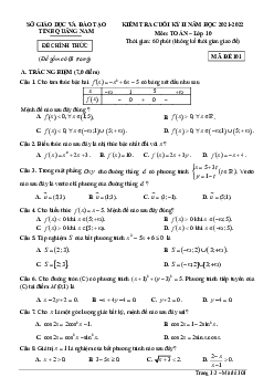 Đề kiểm tra cuối kỳ 2 Toán 10 năm 2021 – 2022 sở GD&ĐT Quảng Nam