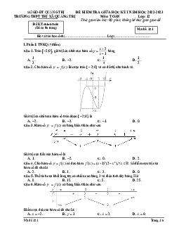 Đề giữa kỳ 1 Toán 12 năm 2022 – 2023 trường THPT Thị xã Quảng Trị