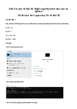 Tin học 10 Bài 16: Ngôn ngữ lập trình bậc cao và python| Kết Nối Tri Thức