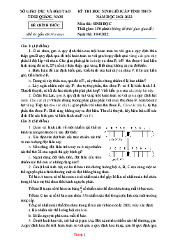 Đề Thi Học Sinh Giỏi Môn Sinh Lớp 9 Sở GD Quảng Nam 2021-2022 (có lời giải)