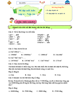 Giải Bài tập cuối tuần lớp 4 môn Toán Chân trời sáng tạo - Tuần 34