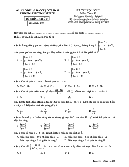 Đề thi HK2 Toán 12 năm học 2016 – 2017 trường THPT Nguyễn Du – TP. HCM