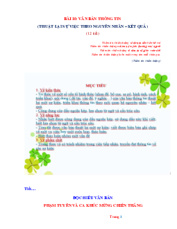 Giáo án môn Văn 6 Bài 10: Văn bản thông tin (thuật lại sự việc) sách Cánh diều
