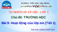 Giáo án điện tử Tự nhiên và xã hội 1 bài 9 Chân trời sáng tạo : Hoạt động của lớp em