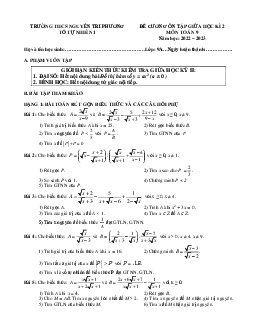 Đề cương giữa kì 2 Toán 9 năm 2022 – 2023 trường THCS Nguyễn Tri Phương – Hà Nội