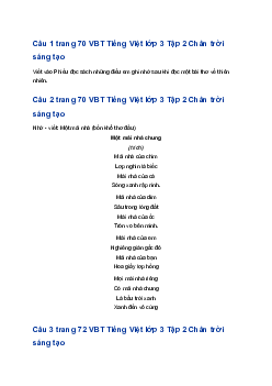 Giải Bài 3: Một mái nhà chung trang 70 VBT Tiếng Việt lớp 3 Tập 2 Chân trời sáng tạo
