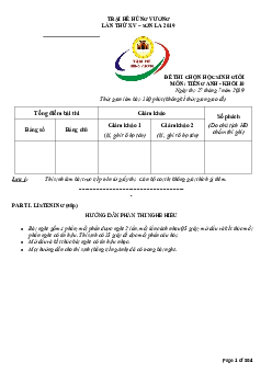 Tuyển tập đề thi trại hè Hùng Vương lần thứ XV -Sơn La 2019 đề thi chọn học sinh giỏi môn Tiếng Anh khối 10 (có đáp án)