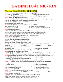 TOP 65 câu trắc nghiệm ba định luật Niu tơn (có đáp án)