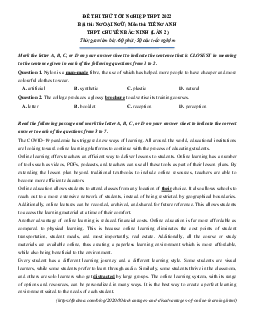 Đề thi thử TN Tiếng Anh 2022 Chuyên Bắc Ninh có lời giải chi tiết và đáp án-Lần 2