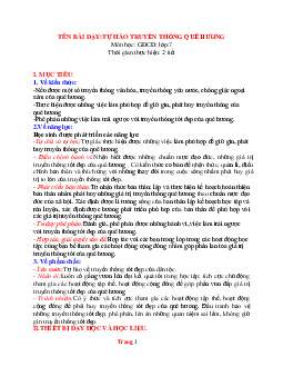 Giáo án GDCD 7 cánh diều bài 1: Tự hào truyền thống quê hương