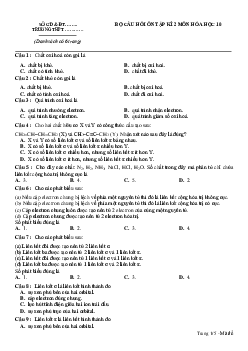 Đề ôn thi học kì 2 môn Hóa học 10 sách Chân trời sáng tạo
