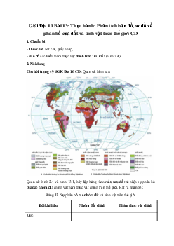 Giải Địa 10 Bài 13: Thực hành: Phân tích bản đồ, sơ đồ về phân bố của đất và sinh vật trên thế giới CD