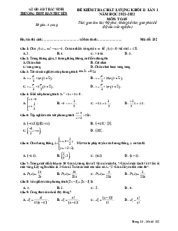 Đề kiểm tra chất lượng Toán 11 lần 1 năm 2021 – 2022 trường Hàn Thuyên – Bắc Ninh