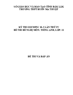 Đề thi Olympic 10 tháng 3 lần thứ 3 môn Tiếng Anh năm 2019 môn Tiếng Anh 11 THPT Buôn Ma Thuật