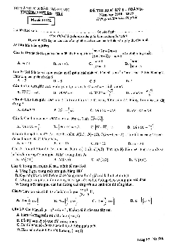 Đề thi học kỳ I Toán 10 năm 2018 – 2019 trường Đoàn Kết – Hai Bà Trưng – Hà Nội
