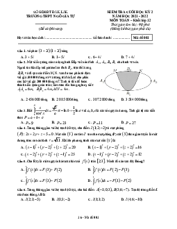 Đề thi HK2 Toán 12 năm 2021 – 2022 trường THPT Ngô Gia Tự – Đắk Lắk