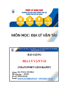 Bài giảng địa lý vận tải chương 1 | Trường Đại học Giao thông Vận Tải