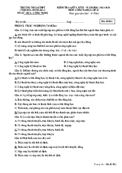 Đề thi giữa học kì 2 môn Công nghệ 11 năm 2023 - 2024 sách Cánh diều | đề 2