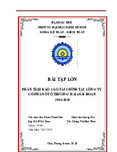 Phân tích báo cáo tài chính tại công ty cổ phần ô tô Trường Hải giai đoạn 2016-2018 | môn thống kê trong kinh tế và kinh doanh | trường Đại học Huế