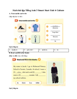 Giải SBT Tiếng Anh 3 Smart Start Unit 6 Clothes Culture