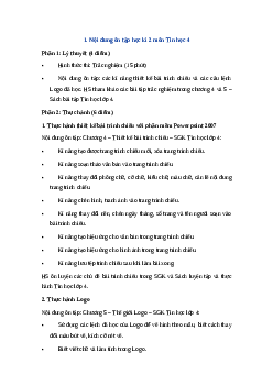 Đề cương ôn tập học kì 2 môn Tin học lớp 4 năm 2024