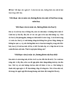 Viết đoạn văn tả màu sắc, hương thơm của một số loài hoa trong vườn hoa | Văn mẫu Tiếng việt 4| Cánh diều