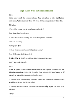 Giải Tiếng Anh 8 Unit 6: Communication | Kết nối tri thức