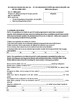 Đề thi chọn đội tuyển thi học sinh giỏi quốc gia môn Tiếng Anh năm học 2019-2020 tỉnh Lào Cai vòng 1 - bài thi số 1