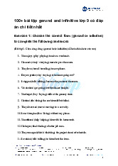 100 bài tập Gerund and infinitive - Tiếng Anh lớp 9 có đáp án chi tiết